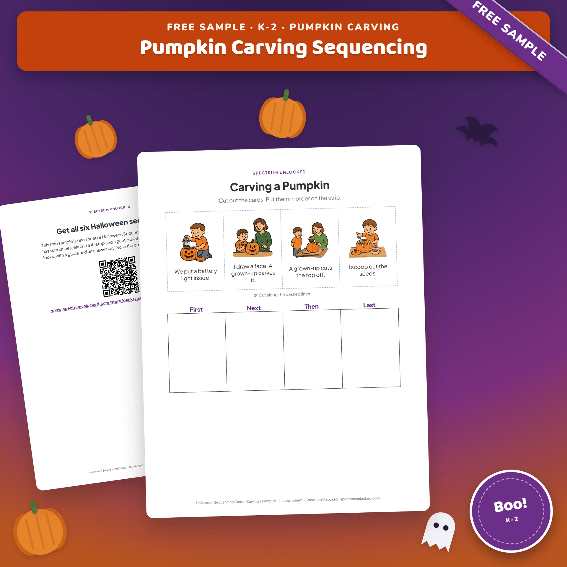 Free Pumpkin Carving Sequencing Cards: Pumpkin Sequencing