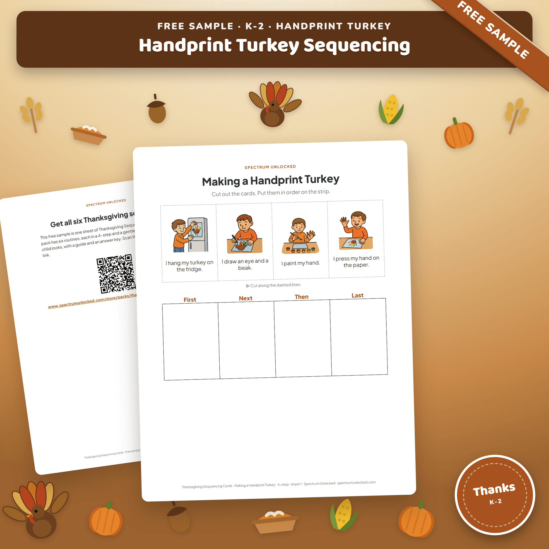 Free Turkey Sequencing: Turkey Activities for Kindergarten